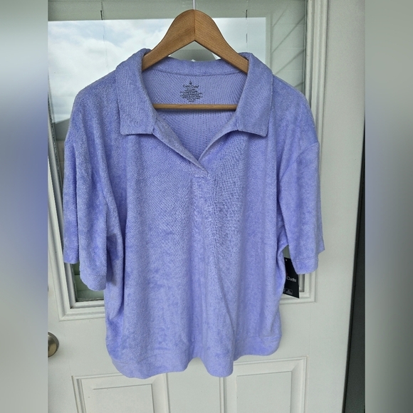 Cuddl Duds Purple Sweatshirt Sz L Women Short Sleeve Relaxed Top Fluffy New - Picture 2 of 9